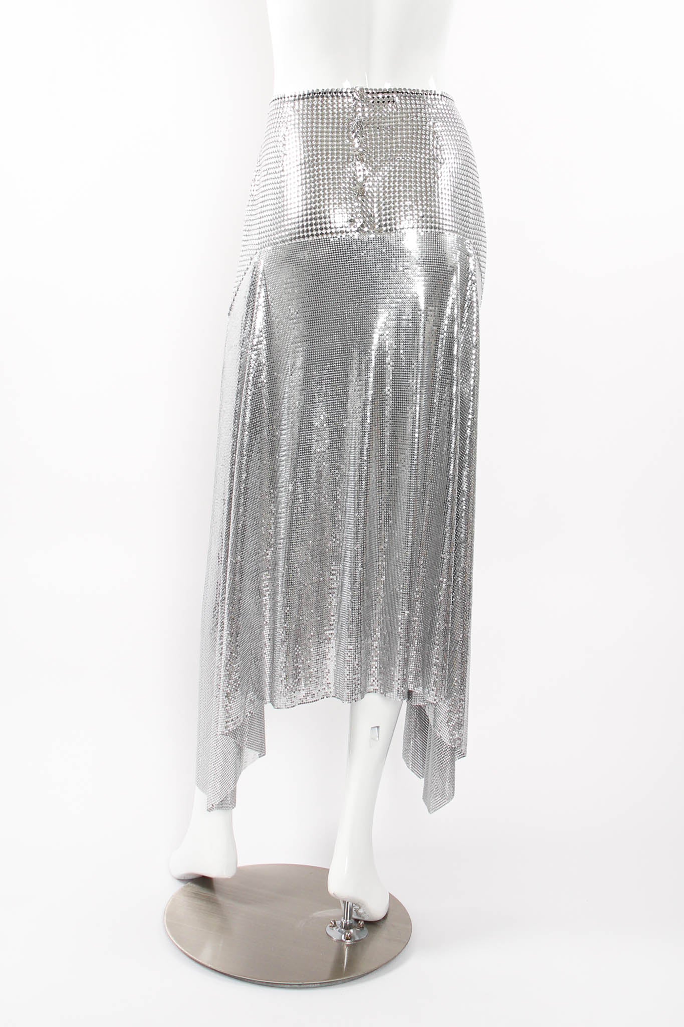 Paco Rabanne 2017 A/W Metal Mesh Handkerchief Skirt back on mannequin at Recess LA