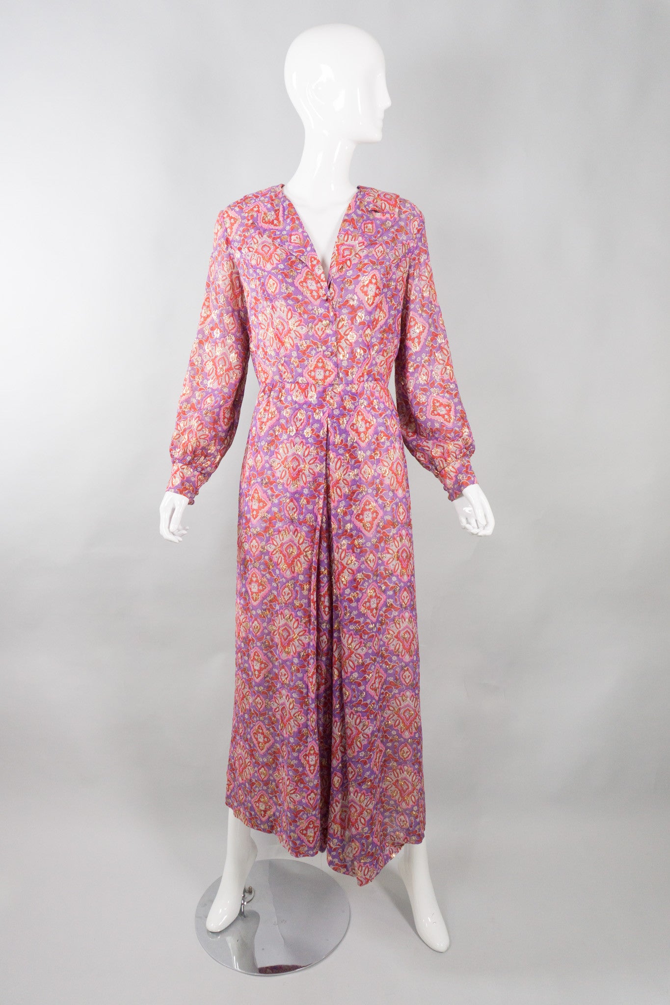 Vintage Chiffon Lamé Paisley Jumpsuit