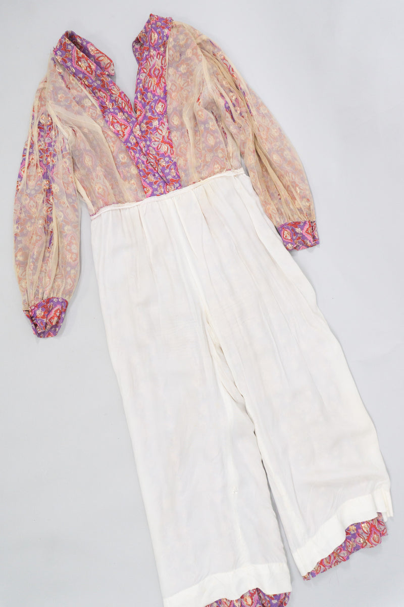 Vintage Chiffon Lamé Paisley Jumpsuit