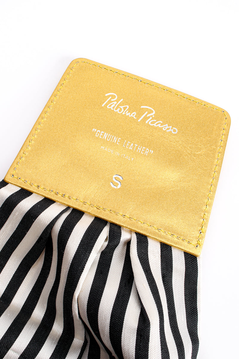 Vintage Paloma Picasso Striped Silk Bow Belt signature stamp at Recess Los Angeles