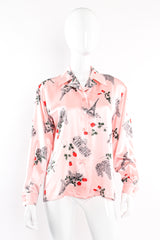 Vintage Escada Paris Monument Rose Silk Shirt on Mannequin front at Recess Los Angeles