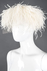 Recess Los Angeles Vintage Patrice Net Ostrich Feather Pillbox Bridal Wedding Hat