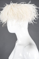 Recess Los Angeles Vintage Patrice Net Ostrich Feather Pillbox Bridal Wedding Hat