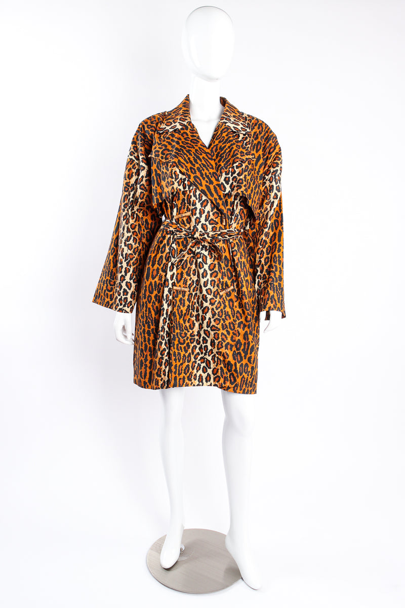 Vintage Patrick Kelly SS 1989 Runway Leopard Trench Coat on Mannequin front at Recess Los Angeles