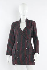 Vintage Patrick Kelly 1980s High Roller Pinstripe Dice Blazer mannequin front @ Recess LA