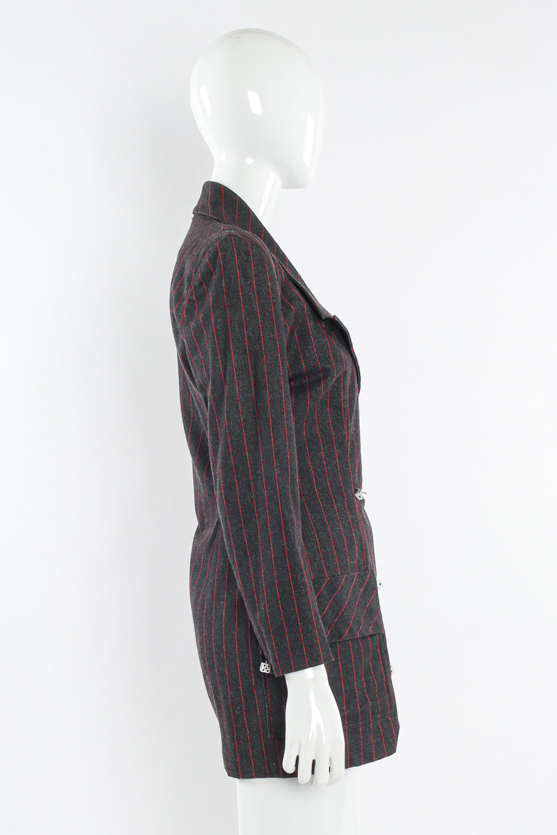 Vintage Patrick Kelly 1980s High Roller Pinstripe Dice Blazer mannequin side @ Recess LA