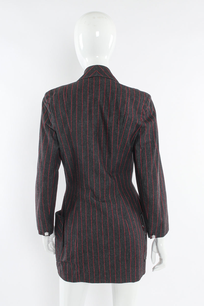 Vintage Patrick Kelly 1980s High Roller Pinstripe Dice Blazer mannequin back @ Recess LA