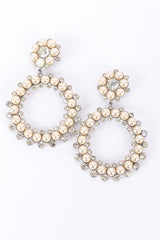 Statement pearl and rhinestone hoop earrings by Marie Ferrá flat lay @recessla