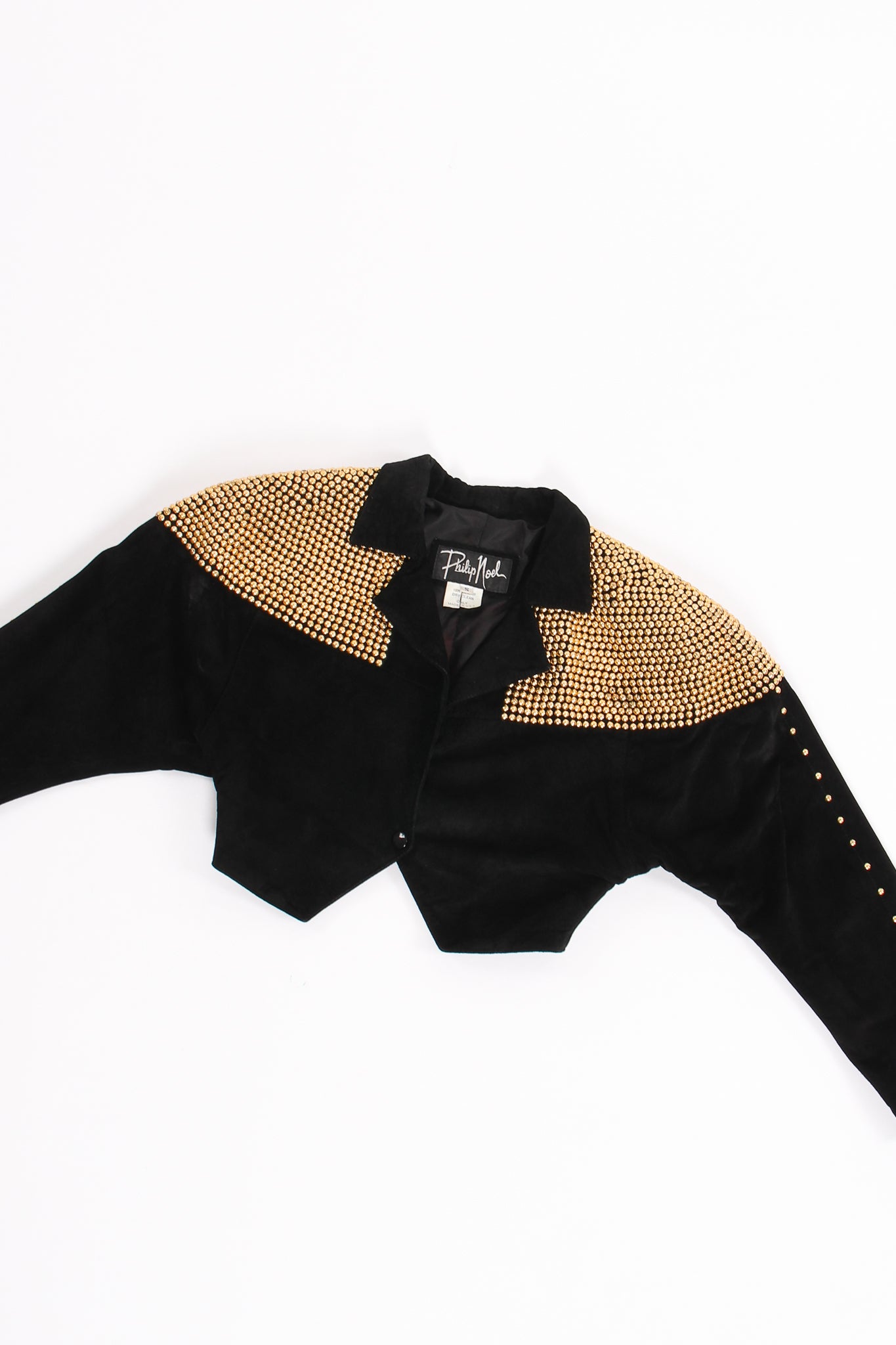 Vintage Philip Noel Studded Suede Crop Jacket flat at Recess Los Angeles