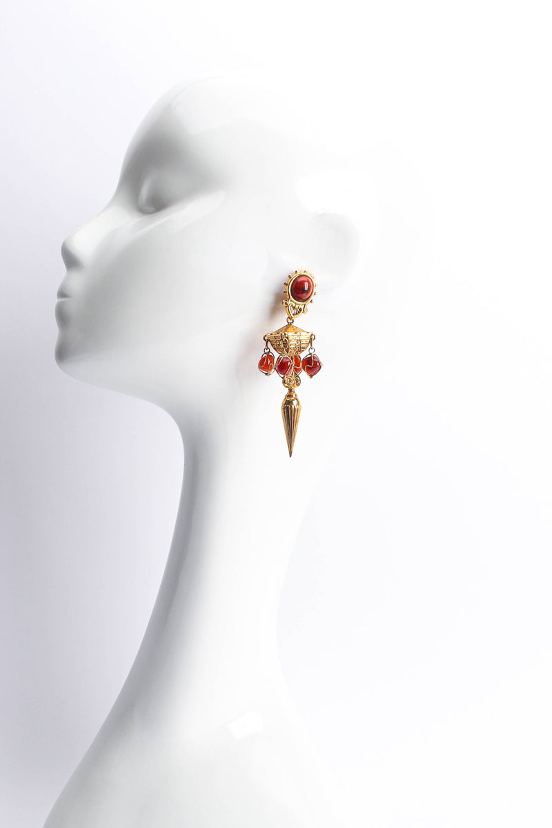 Vintage Philippe Ferrandis Carnelian Empire Earrings mannequin @ Recess LA