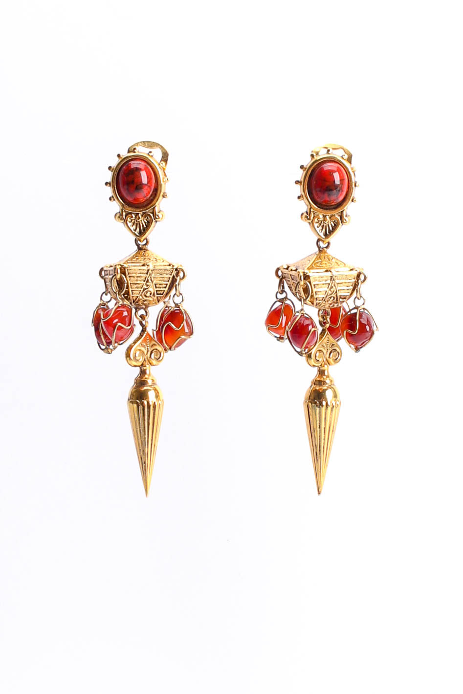 Vintage Philippe Ferrandis Carnelian Empire Earrings @ Recess LA