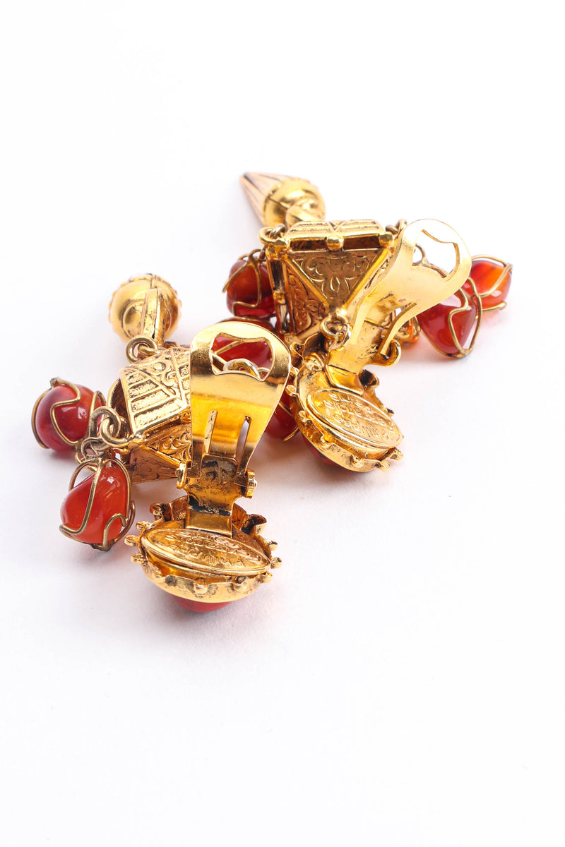 Vintage Philippe Ferrandis Carnelian Empire Earrings back @ Recess LA