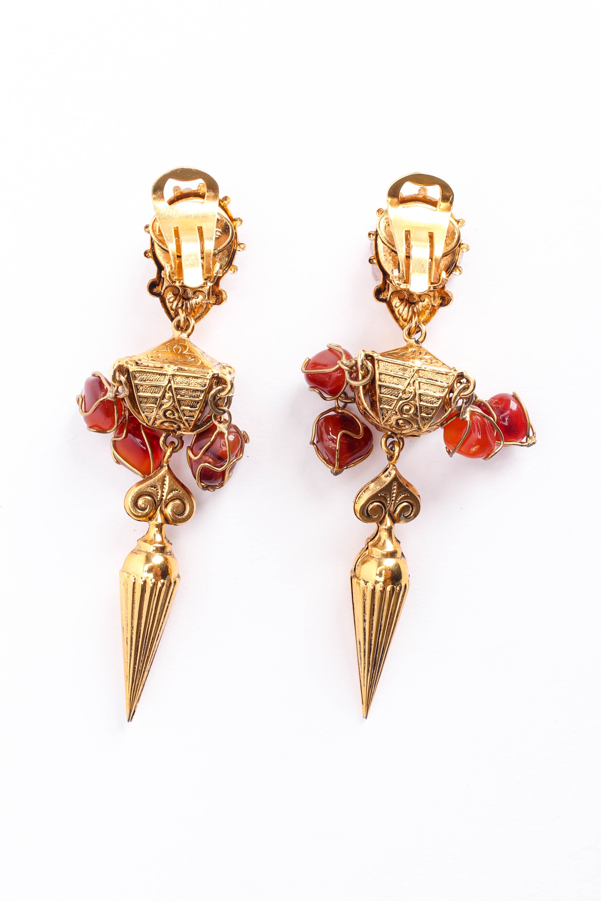 Vintage Philippe Ferrandis Carnelian Empire Earrings back @ Recess LA