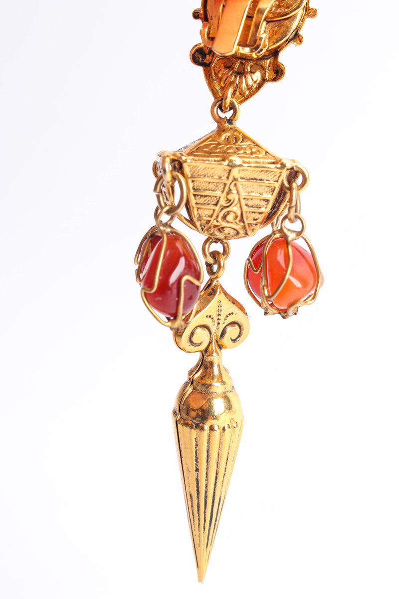 Vintage Philippe Ferrandis Carnelian Empire Earrings end close up @ Recess LA