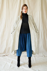 girl in Vintage Issey Miyake Cotton Striped Duster Jacket and harem pant at Recess Los Angeles