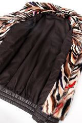 Vintage Pihl Pels Chevron Tiger Stripe Fur Coat lining at Recess Los Angeles