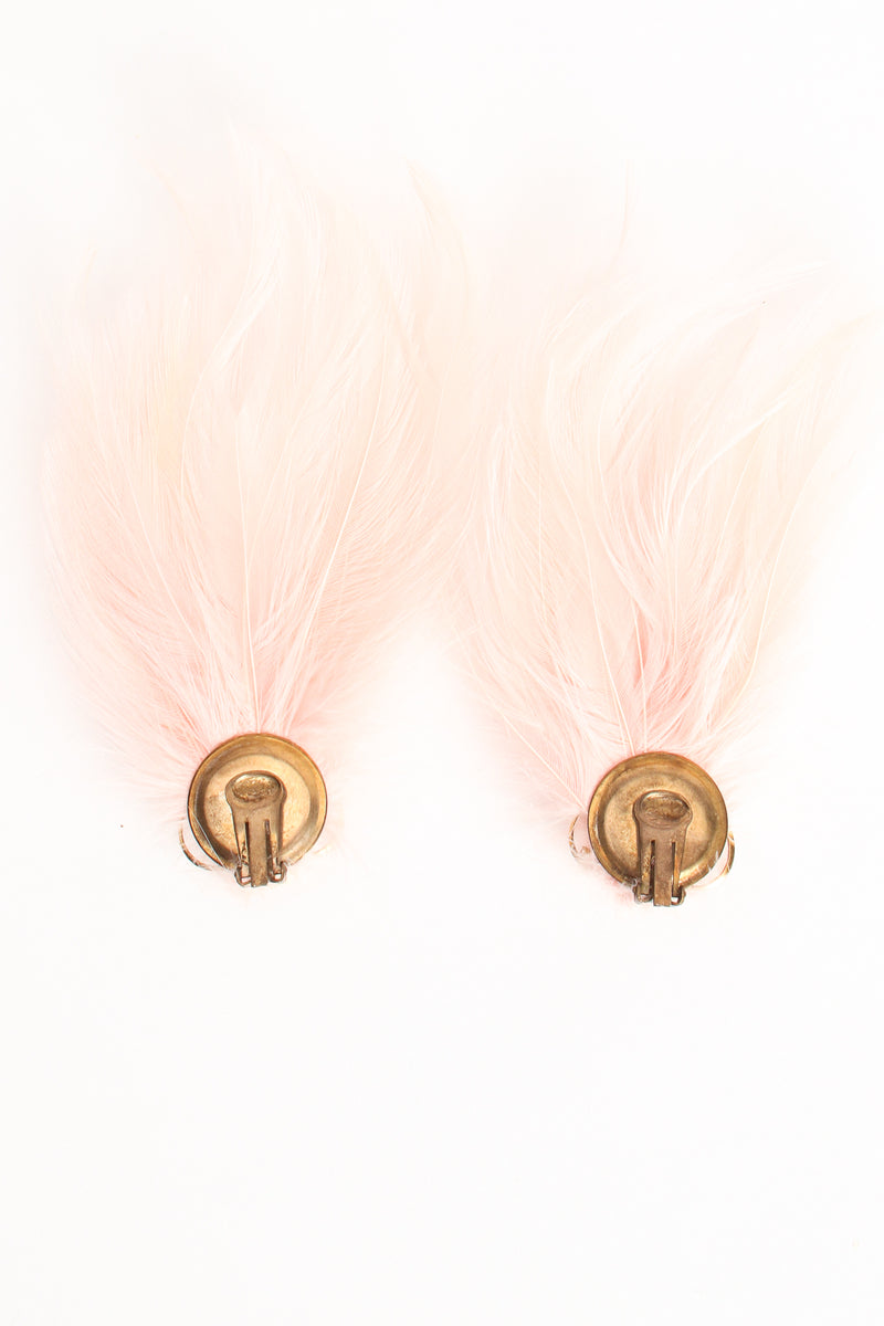 Vintage Pink Swan Feather Earrings backside at Recess Los Angeles