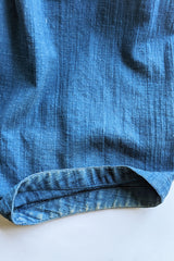 Vintage Issey Miyake Plantation Chambray Denim Harem Crop Pant wear @ leg hem at Recess LA