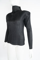 Vintage Issey Miyake Pleats Please Sheer Pleated Mockneck Top on Mannequin angle at Recess LA