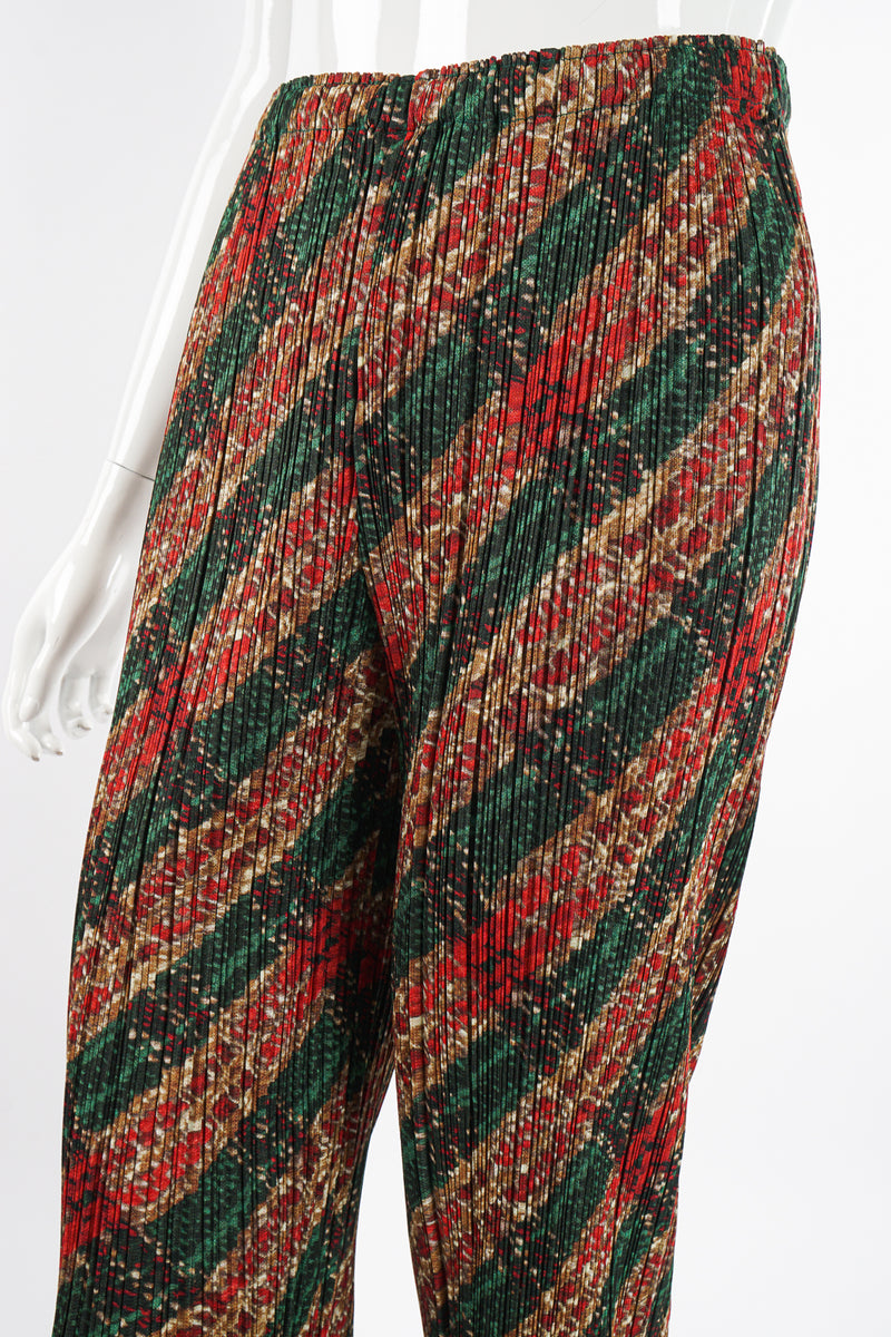 Vintage Pleats Please Issey Miyake Plaid Pleat Pant on Mannequin waist at Recess Los Angeles