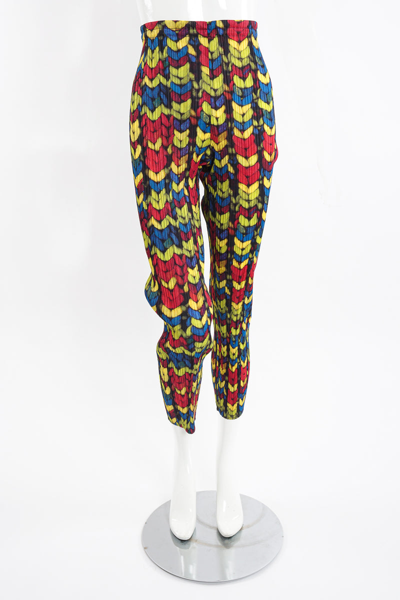 Vintage Issey Miyake Pleats Please RGB Yarn Print Pleated Pant on Mannequin Front at Recess LA