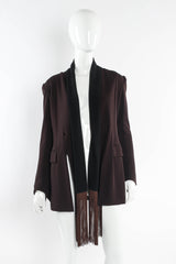 Vintage Plein Sud Mocha Shawl Fringe Jacket mannequin front @ Recess Los Angeles 