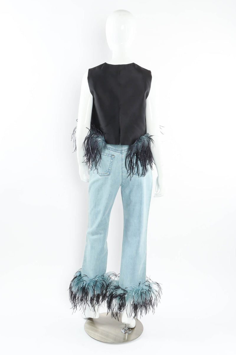 Prada 2017 S/S Ostrich Feather Top & Denim Pant Set mannequin back @ Recess Los Angeles