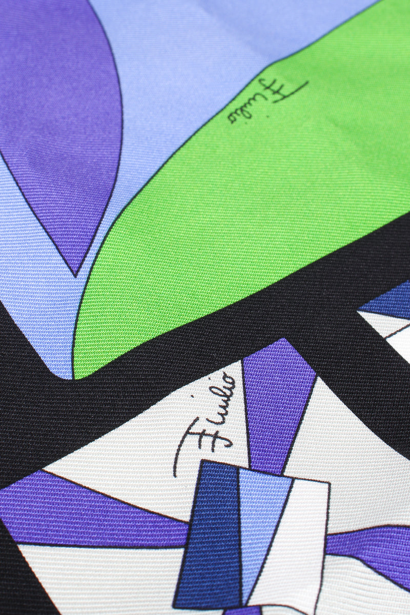 Vintage Emilio Pucci Geometric Kaleidoscope Print Silk Scarf signatures at Recess Los Angeles