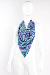 Vintage Pucci Mixed Geometric Print Silk Scarf on mannequin at Recess Los Angeles