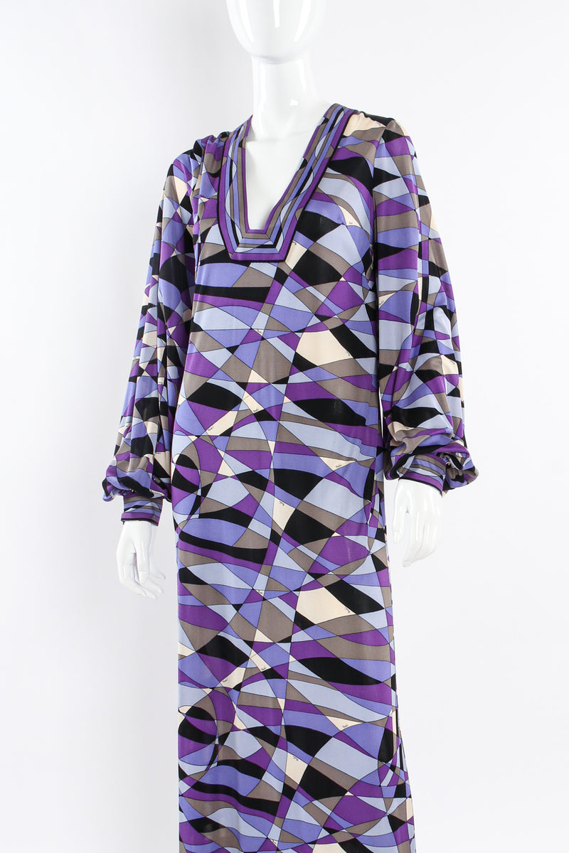 Vintage Emilio Pucci Abstract Geo Print Column Dress mannequin front close @ Recess LA