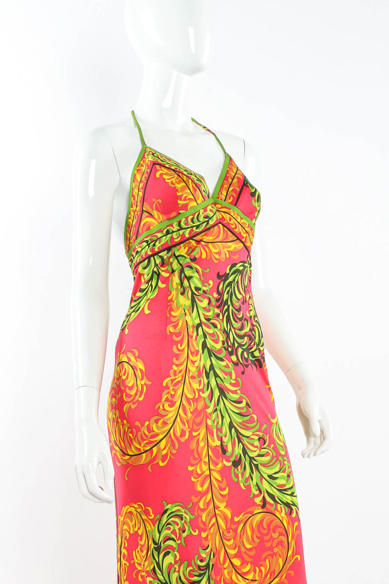 Vintage Emilio Pucci Tropical Halter Tie Dress mannequin angle  @ Recess LA