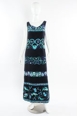 Vintage Pucci for Saks 1970s Geo Leaf Floral Velvet Dress mannequin front @ Recess LA