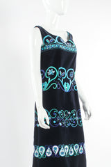 Vintage Pucci for Saks 1970s Geo Leaf Floral Velvet Dress mannequin side angle @ Recess LA