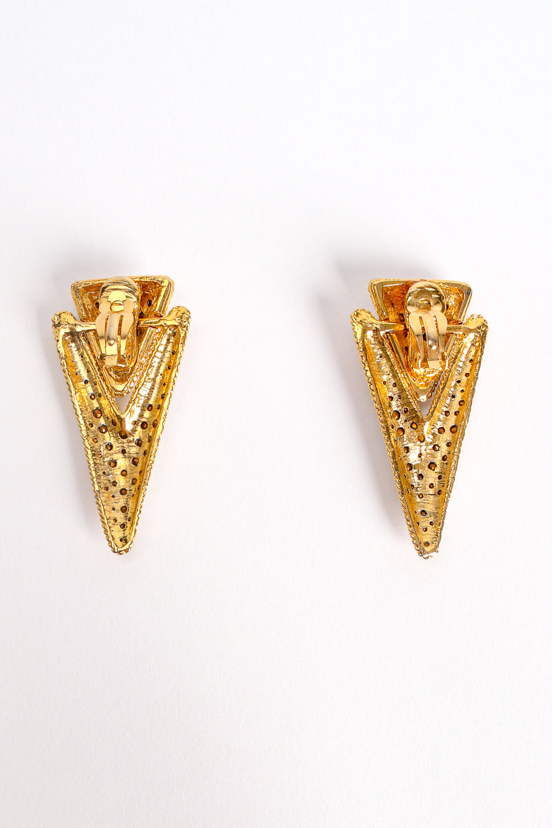 Vintage Pointed Spear Rhinestone Earrings backside at Recess Los Angeles