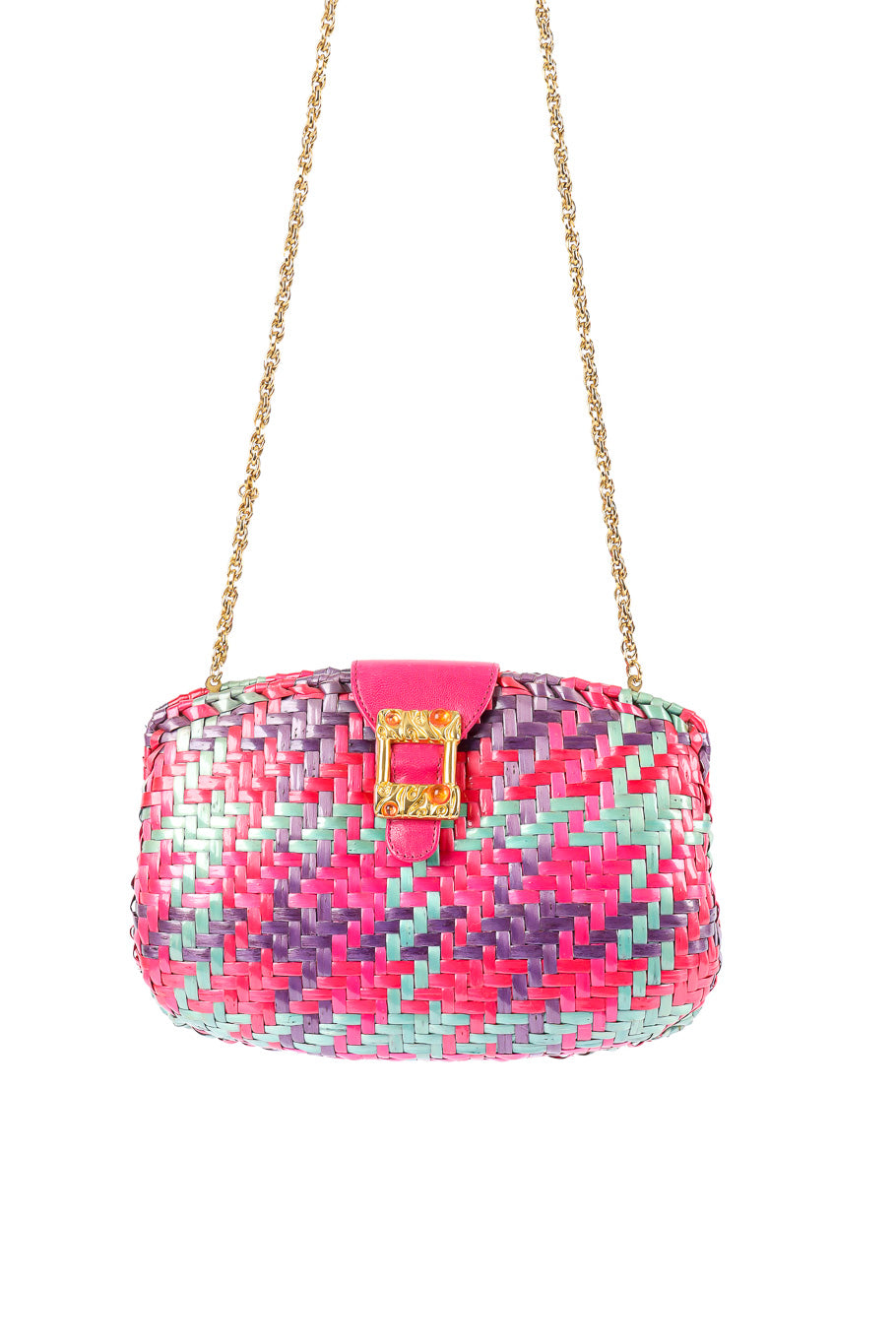 Rodo multicolor woven shoulder clutch product shot @recessla