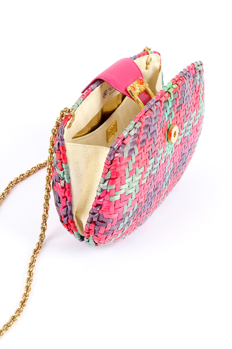 Rodo multicolor woven shoulder clutch inside details @recessla