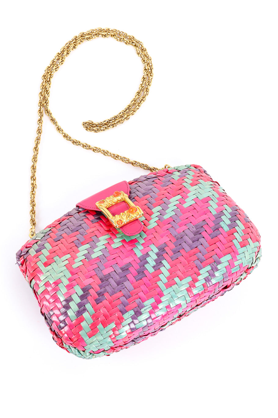 Rodo multicolor woven shoulder clutch product shot @recessla