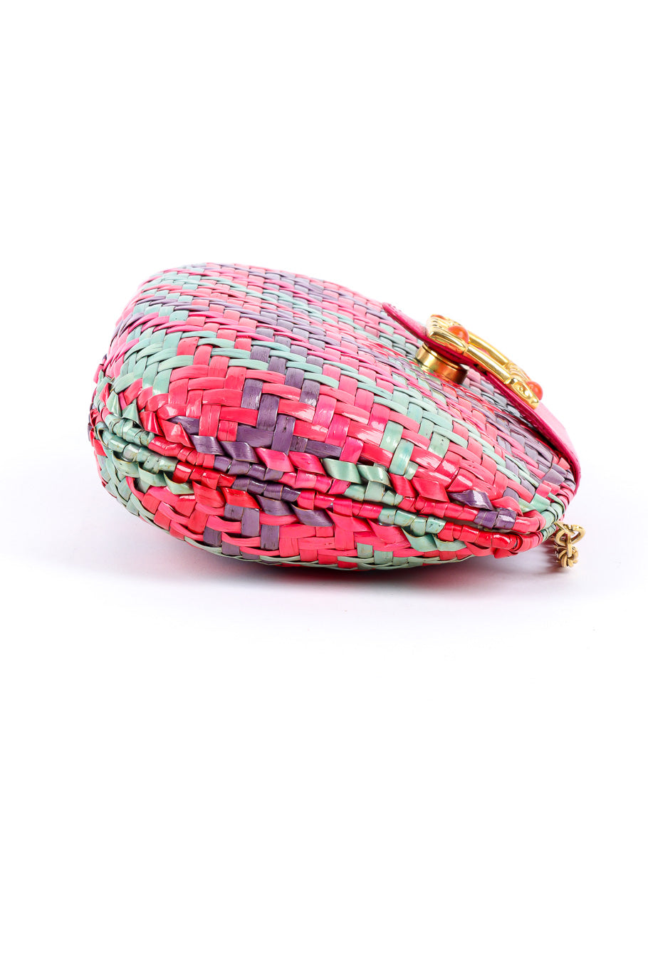 Rodo multicolor woven shoulder clutch product shot of wicker details @recessla