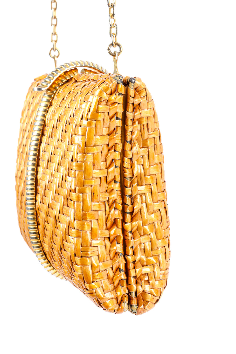 Rodo wicker shoulder clutch product shot close-up @recessla