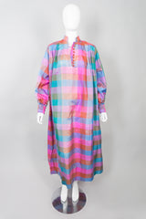 Raksha of Hindimp London for Neiman Marcus Pastel Plaid Check Vintage Silk Kaftan