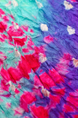 Vintage Raksha Rainbow Silk Bandhani Tie Dye Caftan fabric detail at Recess Los Angeles