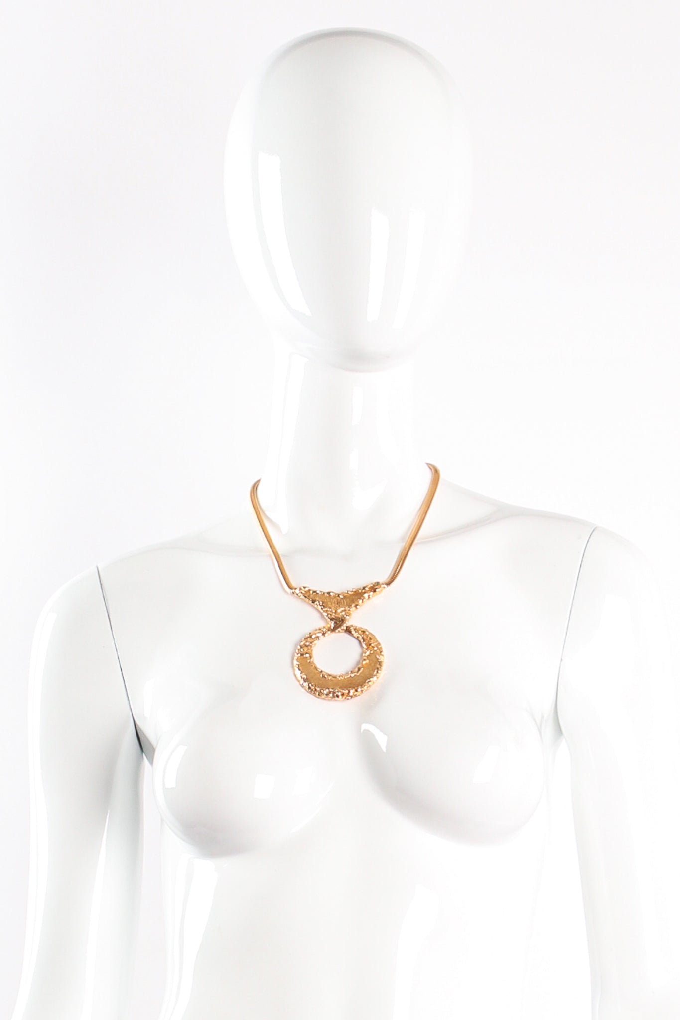 Vintage Raquel Brutalist Textured Ring Pendant on mannequin at Recess Los Angeles