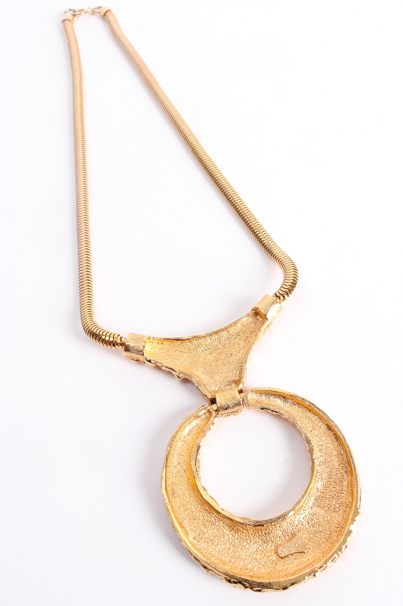 Vintage Raquel Brutalist Textured Ring Pendant backside at Recess Los Angeles