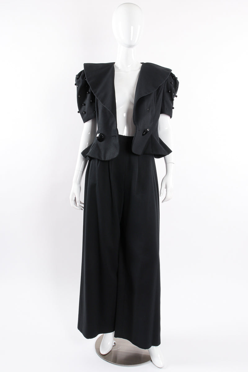 Vintage Raul Blanco Evenings Puff Sleeve Jacket & Pant Set on Mannequin open @ Recess LA