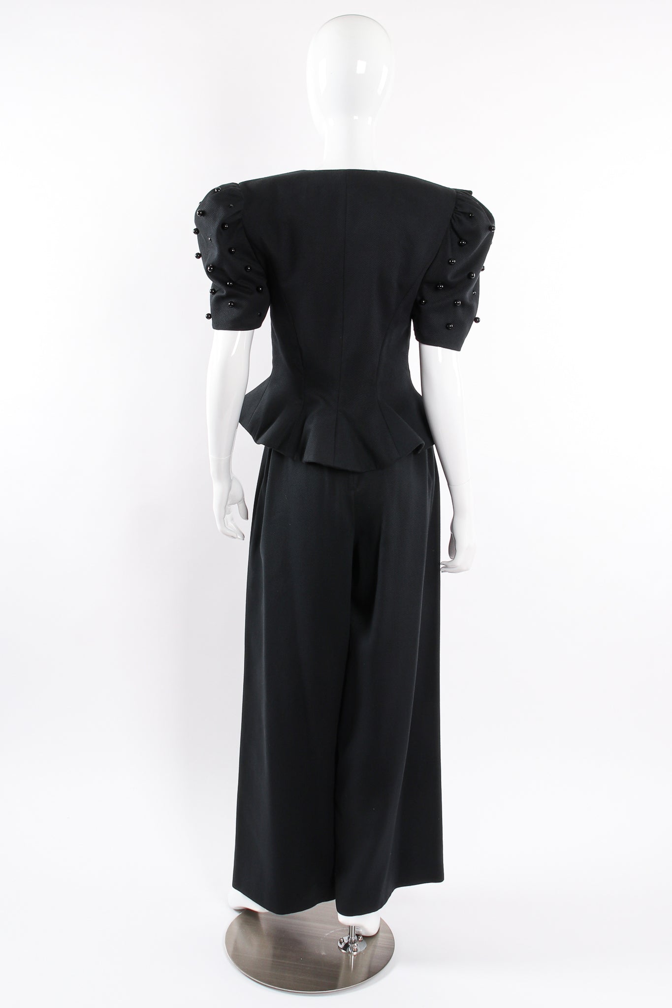 Vintage Raul Blanco Evenings Puff Sleeve Jacket & Pant Set on Mannequin back @ Recess LA