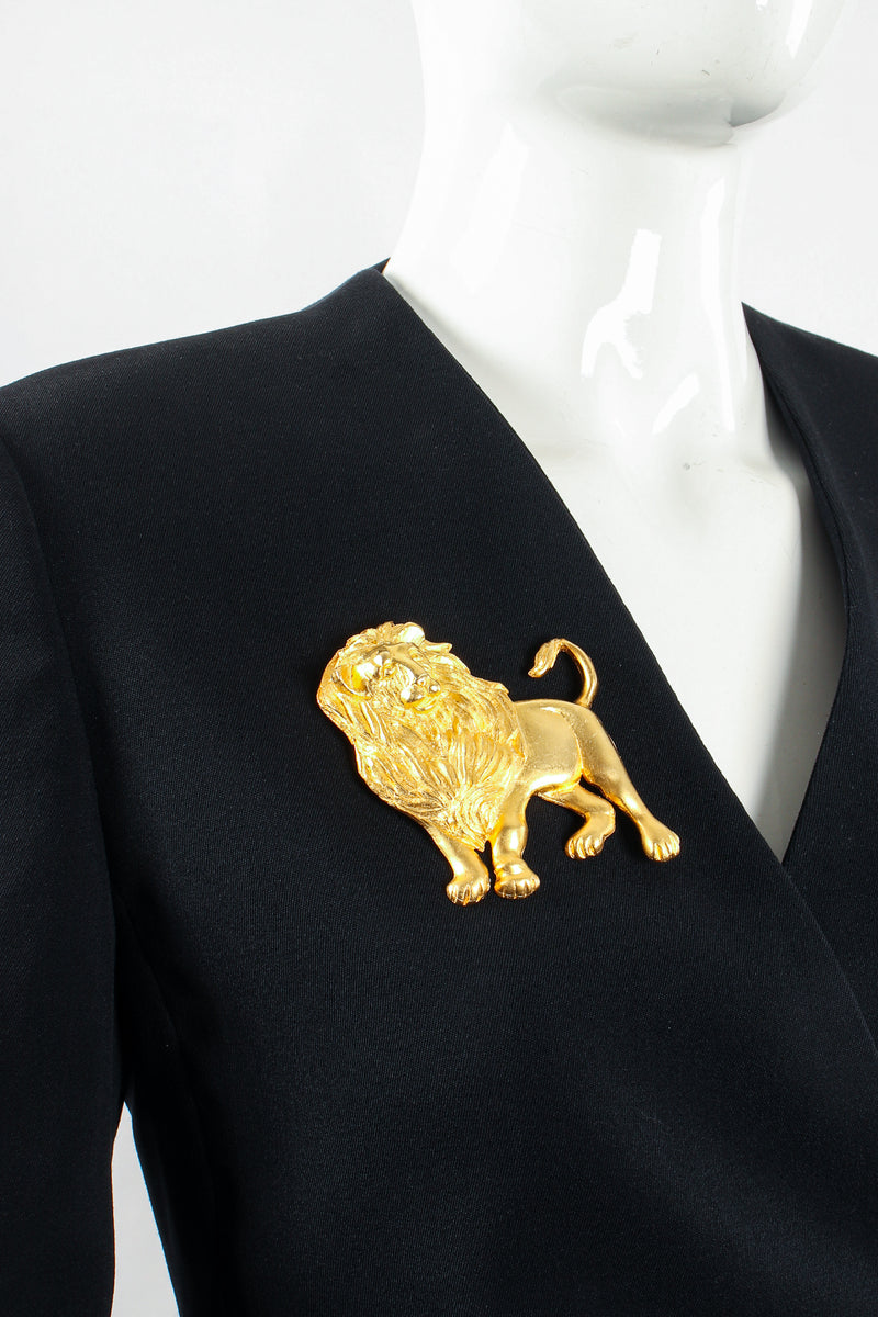 Vintage Realm Golden Majestic Lion Brooch on Mannequin at Recess Los Angeles