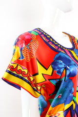 Vintage Escada Collage Pop Art Print Bodysuit on Mannequin sleeve at Recess Los Angeles