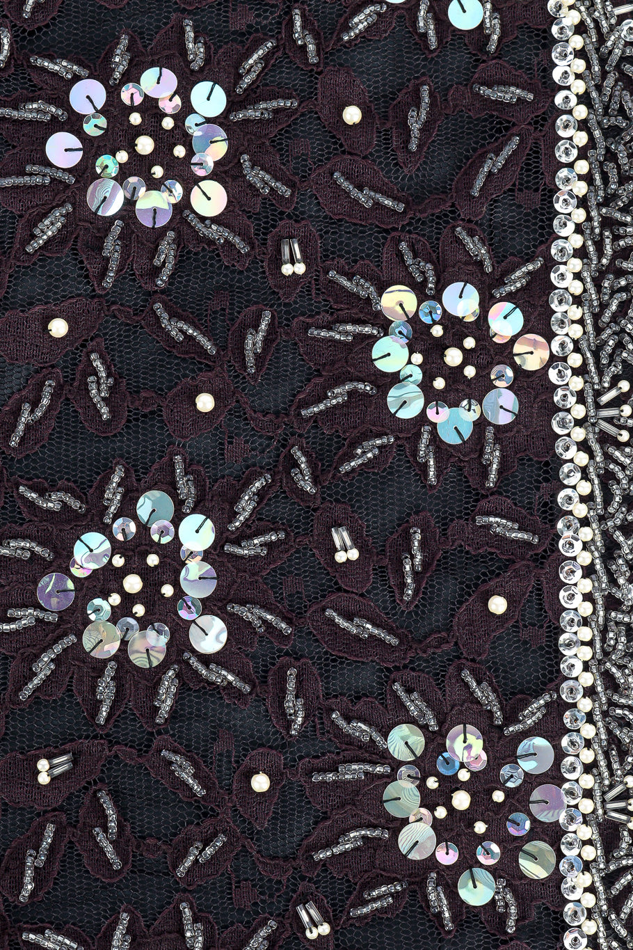 Vintage beaded and sequin lace set flower beads close-up. @recessla