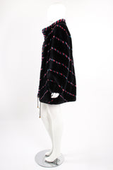 Vintage Revillon Chevron Stripe Toggle Fur Coat on Mannequin side at Recess Los Angeles