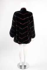 Vintage Revillon Chevron Stripe Toggle Fur Coat on Mannequin back at Recess Los Angeles